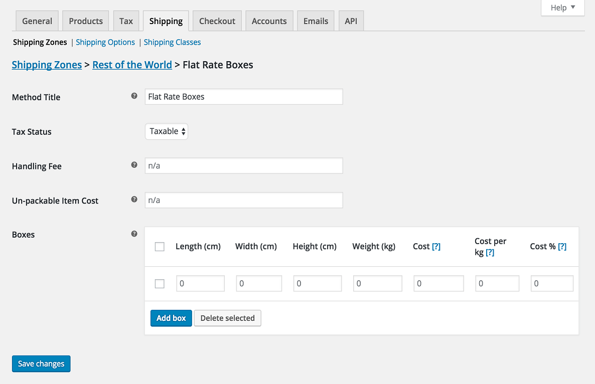 WooCommerce Flat Rate Box Shipping