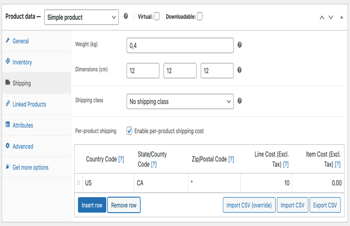 WooCommerce Per Product Shipping