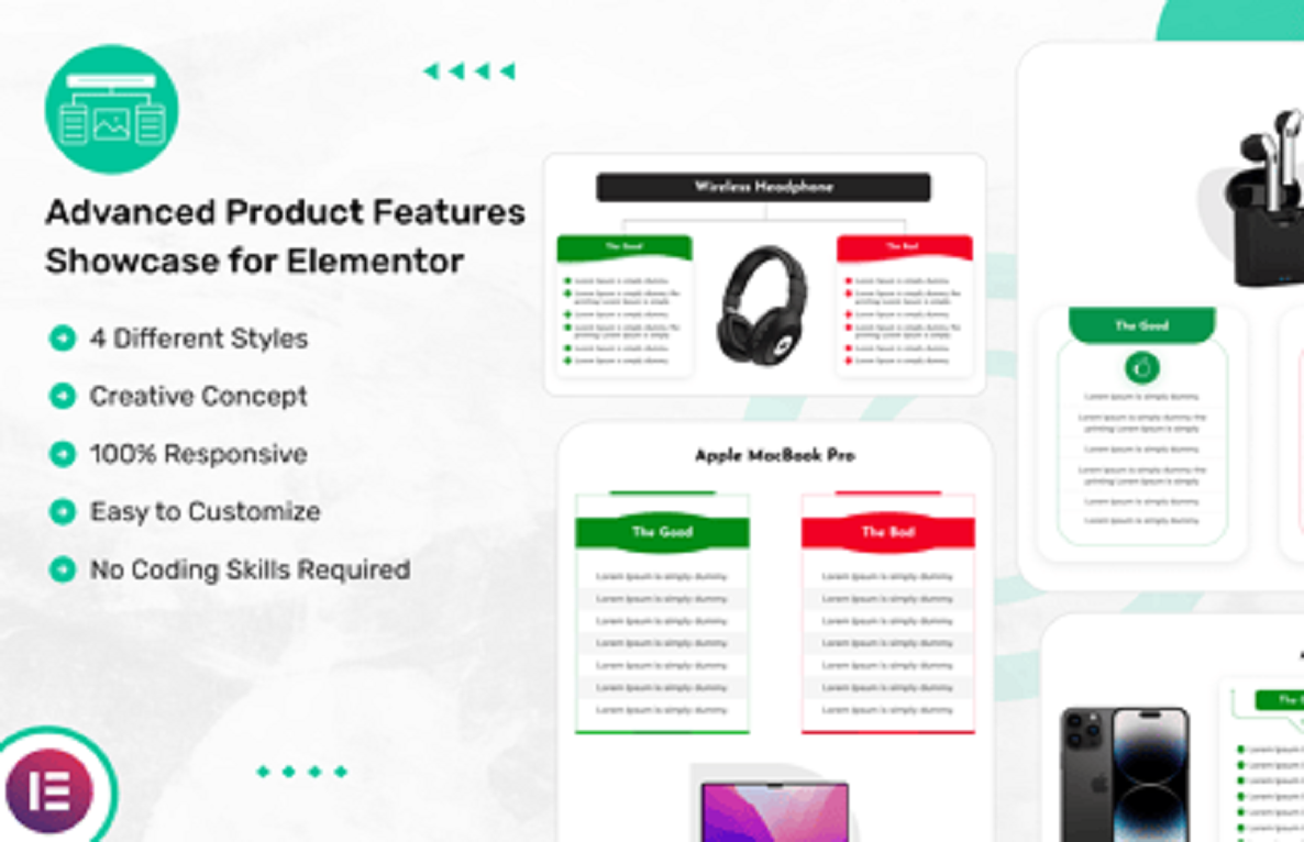 Advanced Product Features Showcase for Elementor