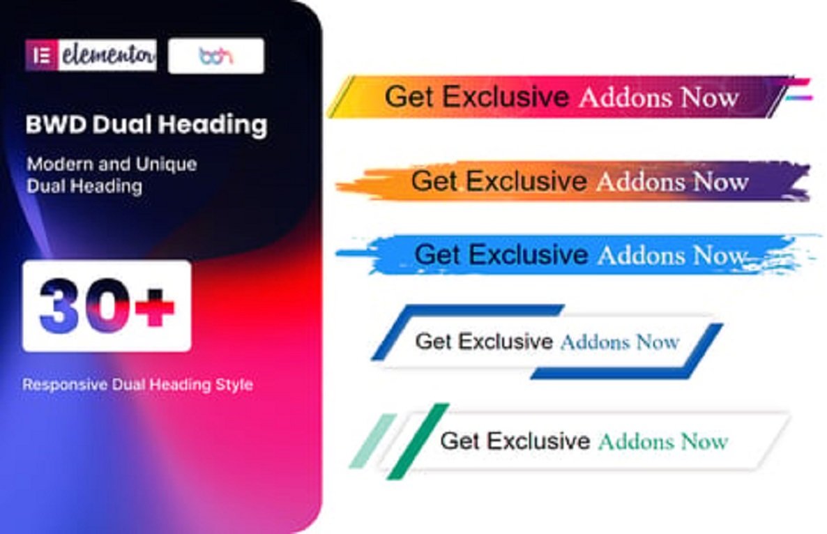 BWD Dual Heading Addon for Elementor