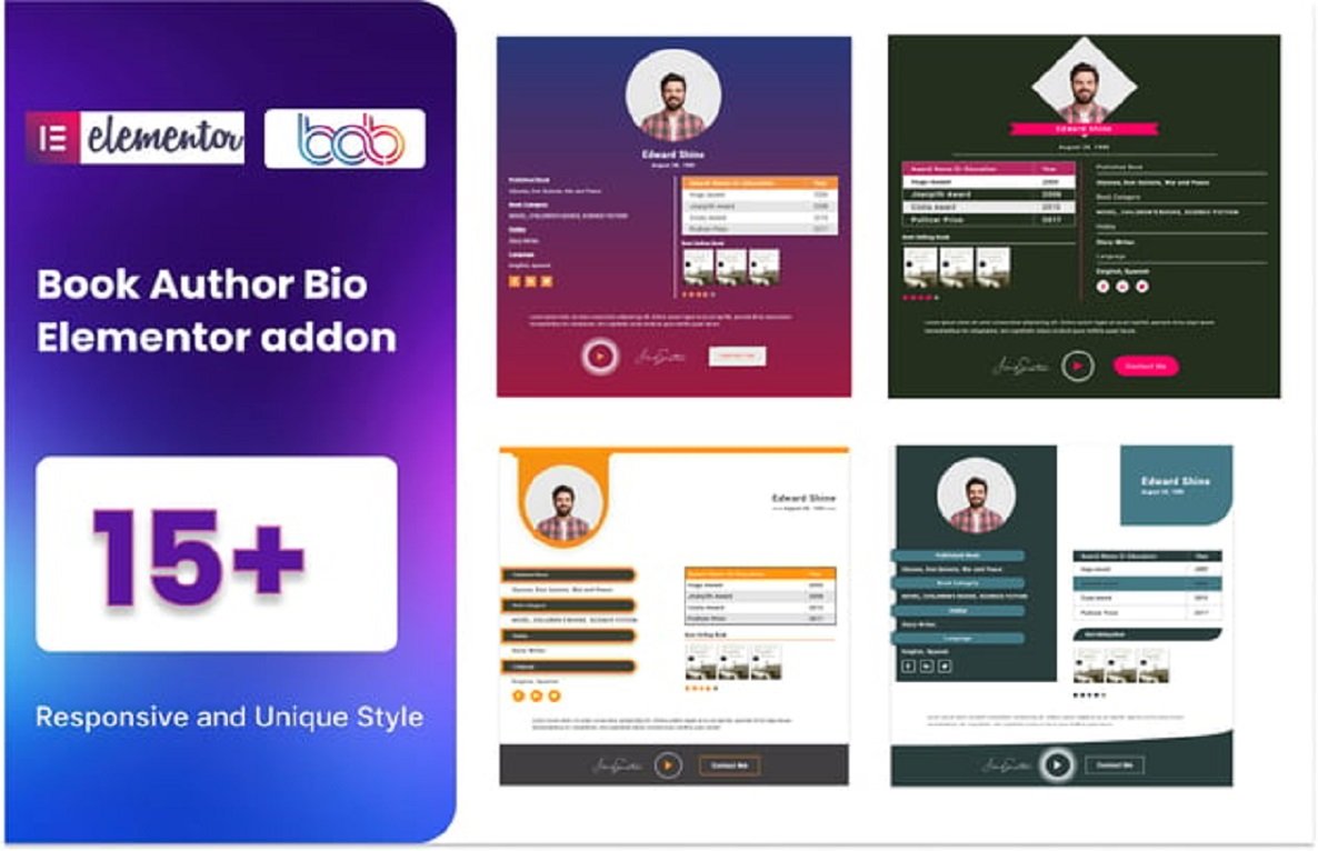 Book Author Bio addon for Elementor