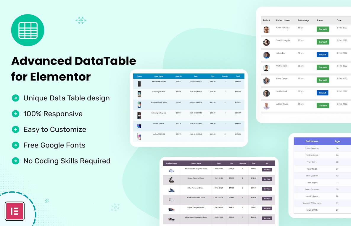 Datalentor – Advanced DataTable for Elementor