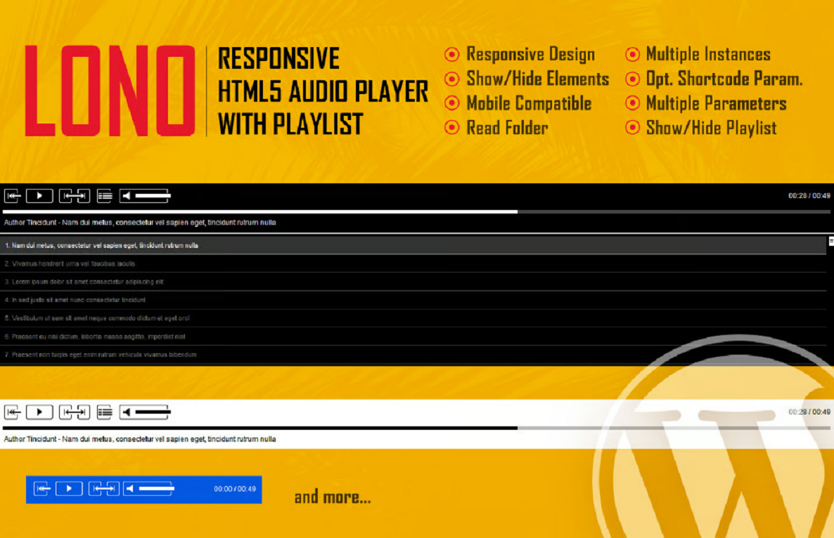 Lono – Responsive HTML5 Audio Player With Playlist