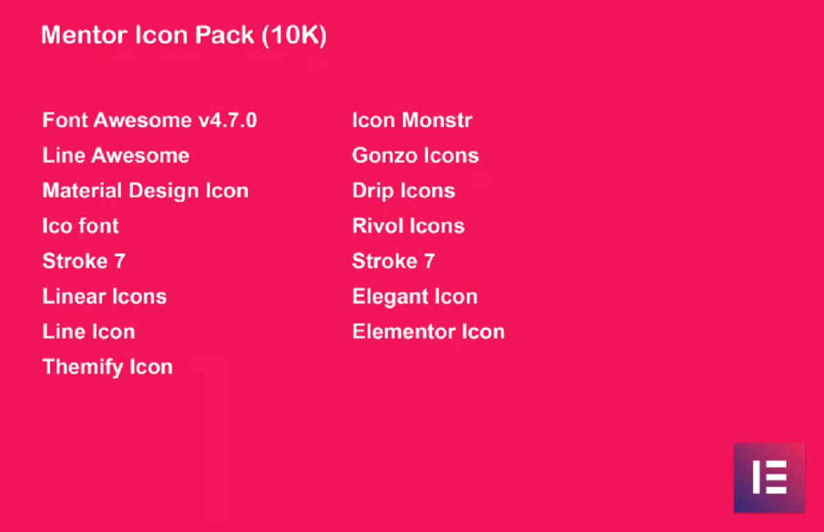 Mentor Icon Pack for Elementor Page Builder