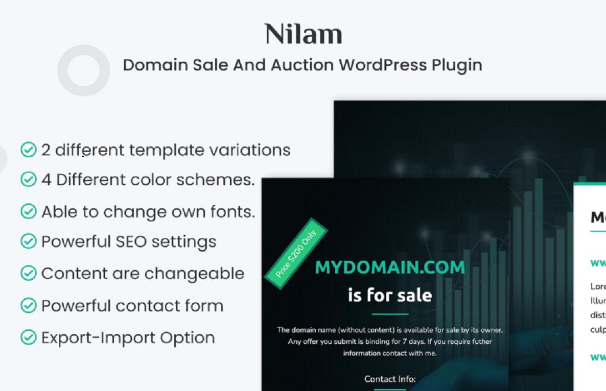 Nilam – Domain For Sale & Auction Plugin