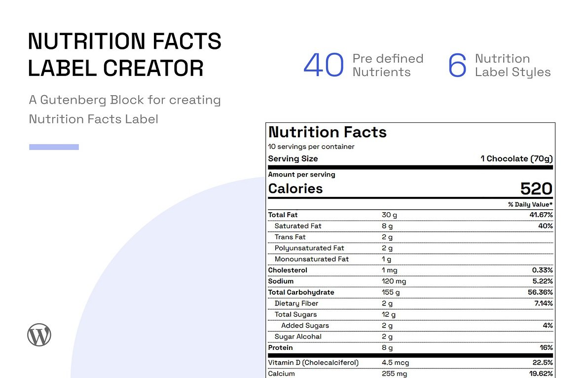 Nutrition Facts Label Creator for Gutenberg
