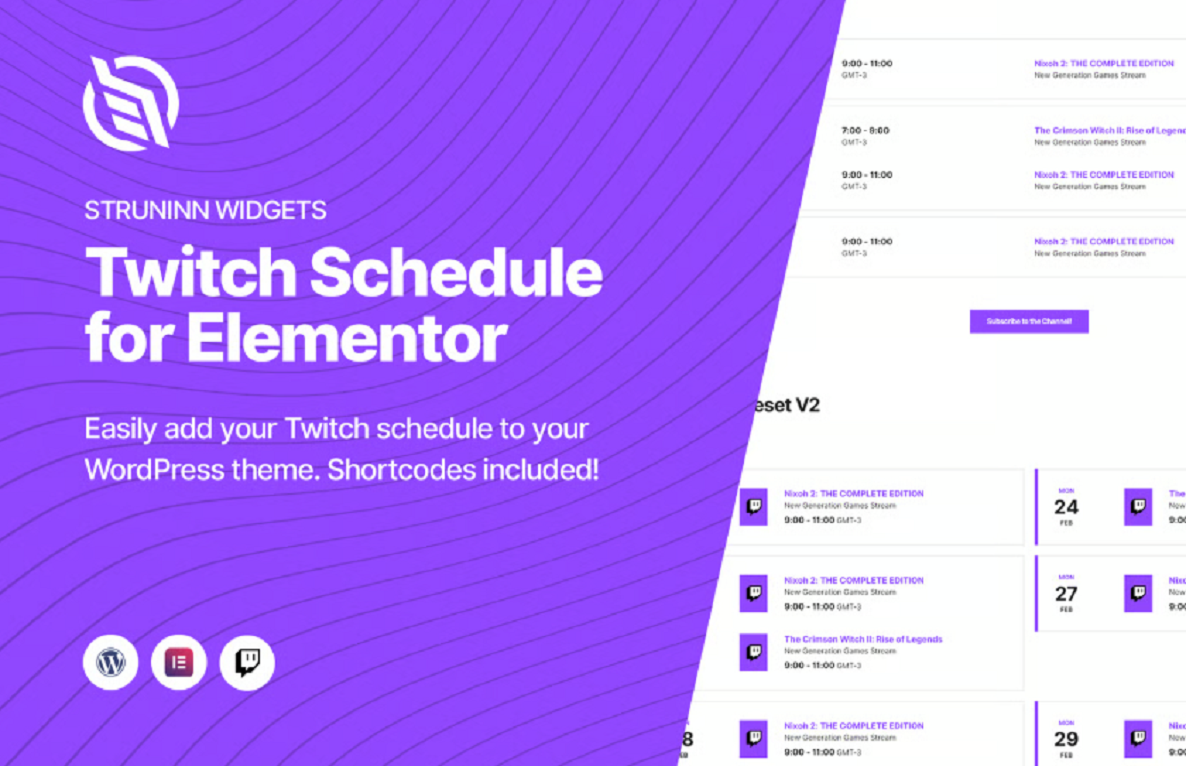 Struninn – Twitch Schedule Elementor Widget