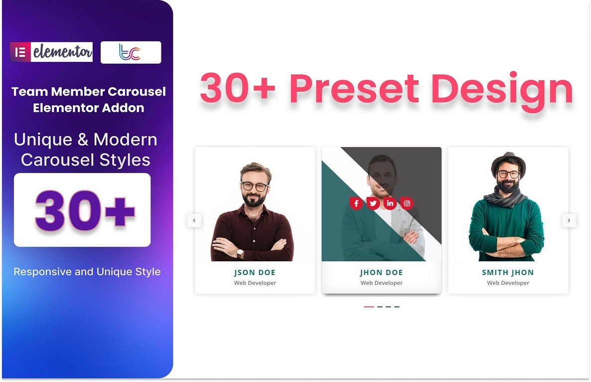 Team Member Carousel Addon For Elementor