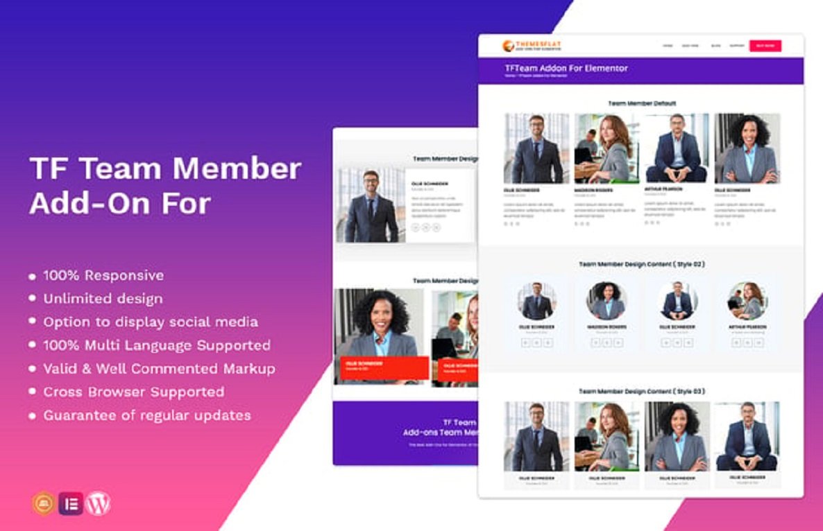 Team Member addon – widget for Elementor