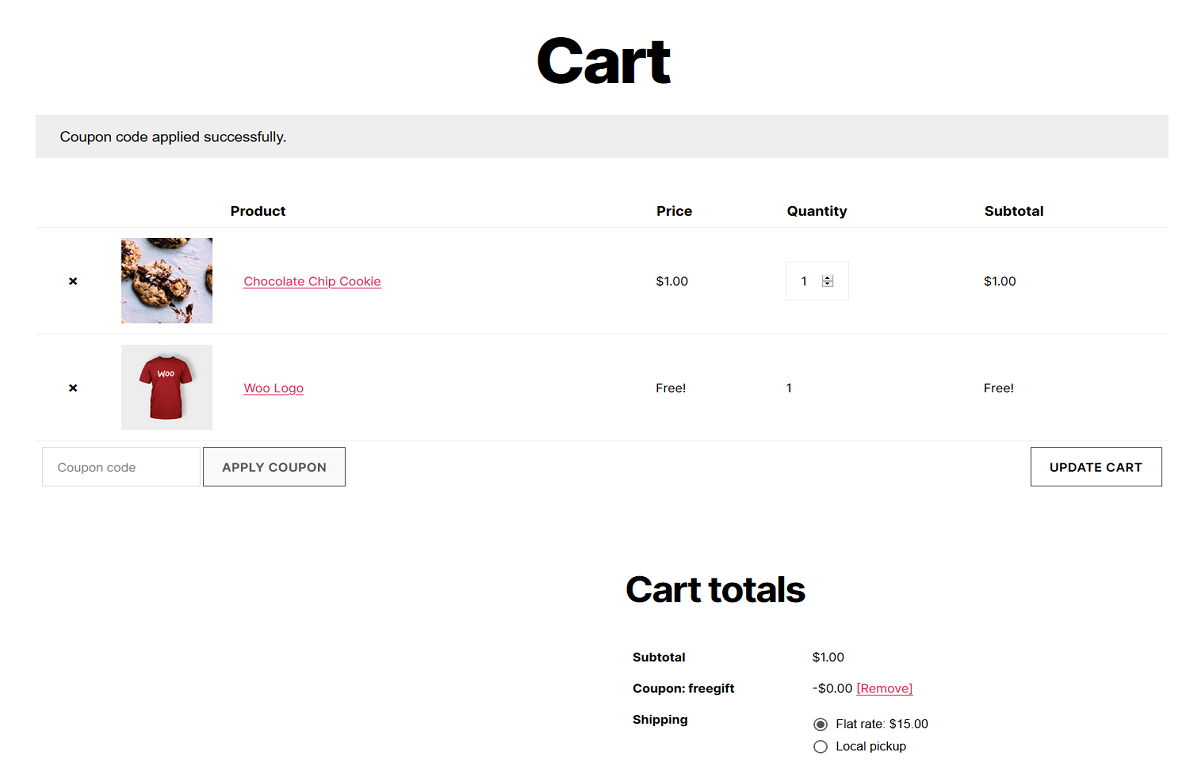 WooCommerce Free Gift Coupons