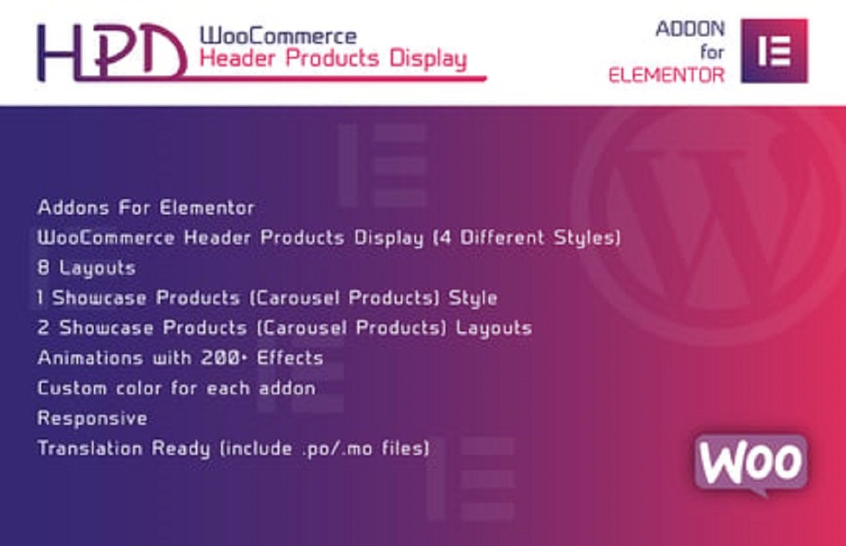 WooCommerce Header Products Display for Elementor