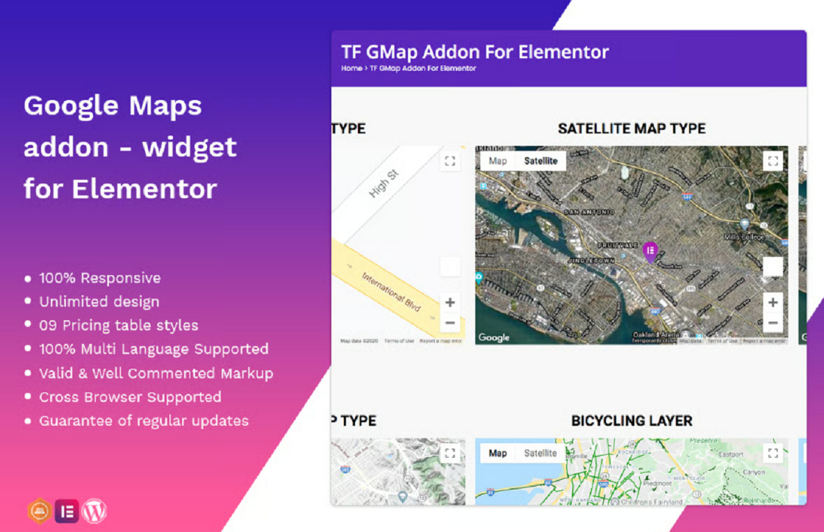 Google Maps addon – widget for Elementor