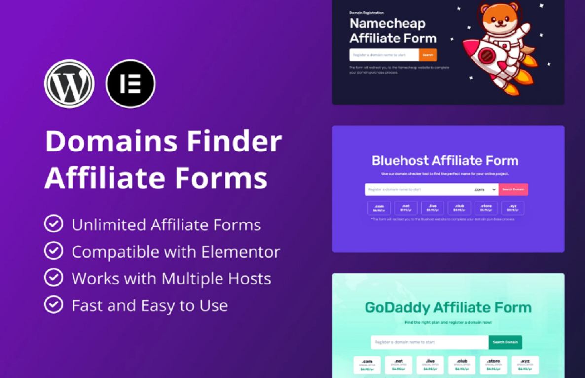 Hosting Domains Finder (Affiliate Forms)