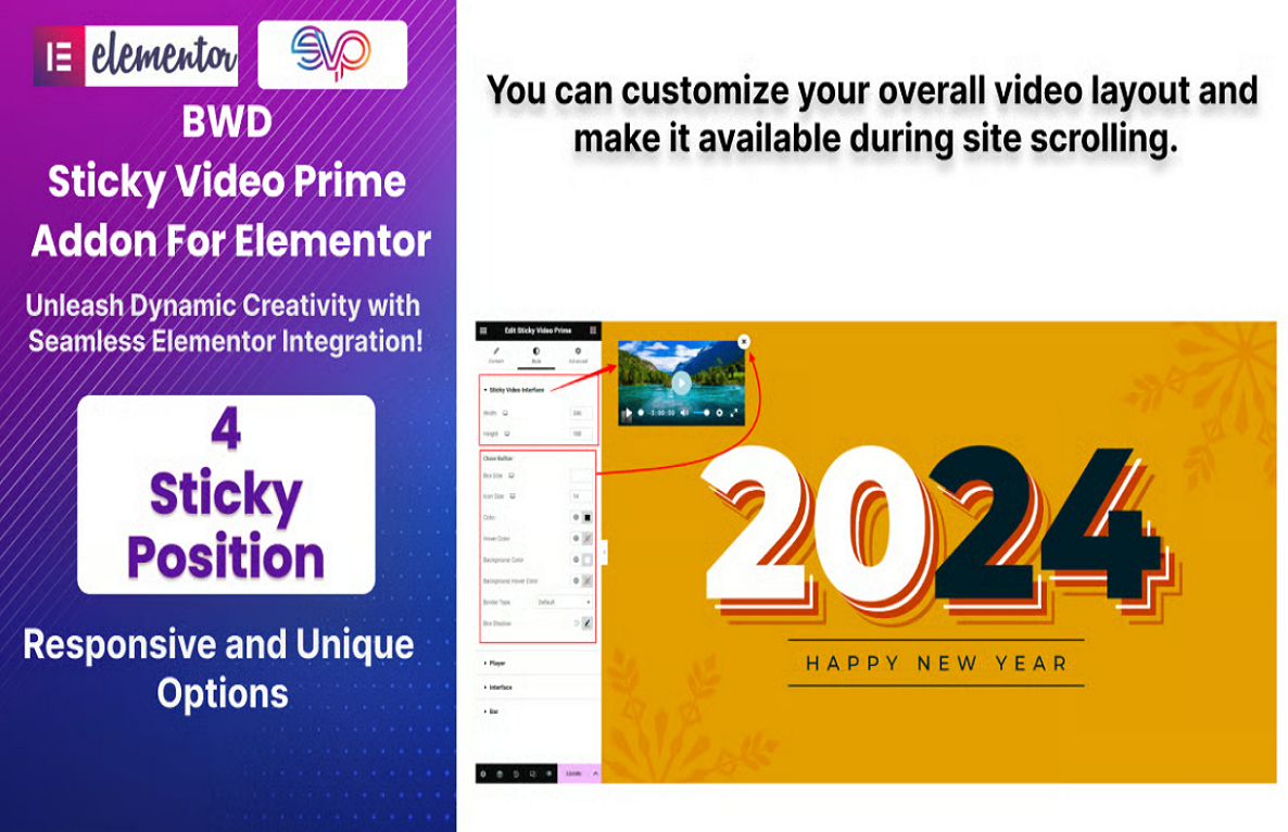 Sticky Video Prime Addon For Elementor