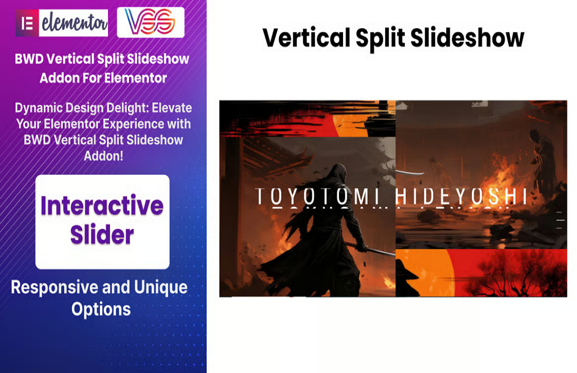 Vertical Split Slideshow Addon For Elementor